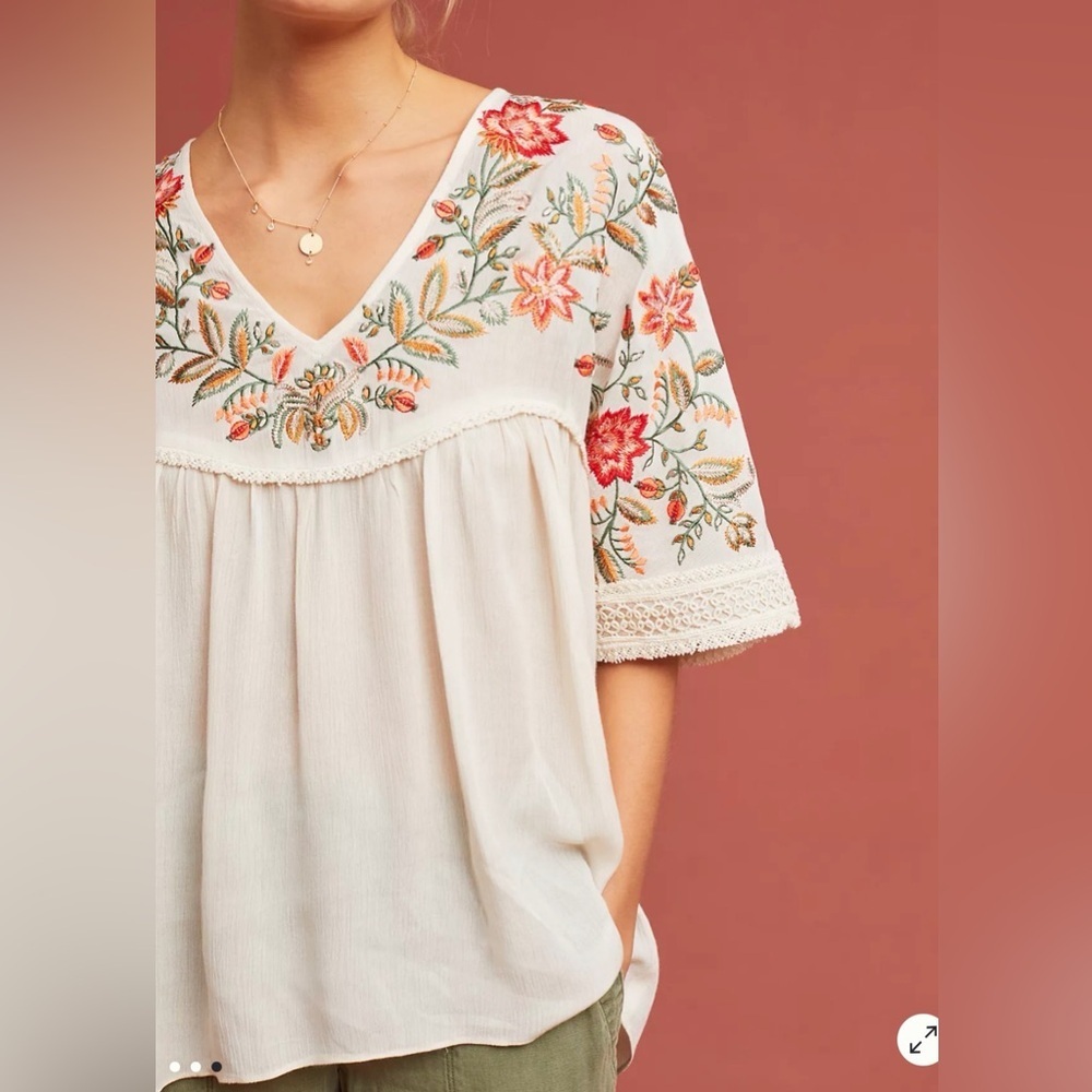 RANNA GILL by Anthropologie Jumel Embroidered Blouse Boho Peasant Women’s XS - Picture 10 of 10